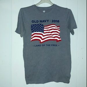 Old Navy Gray Flag T-shirt Land of the Free XXL